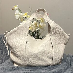Vince Camuto Lamb Leather Cream Textured Hobo Bag GUC retail $198